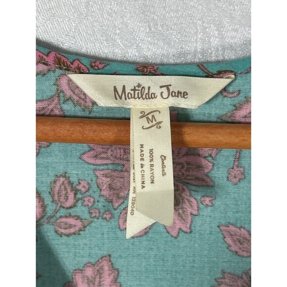 Matilda Jane Midi Dress Medium Floral Flutter Sleeve Tiered Boho Down to Earth - Picture 5 of 8